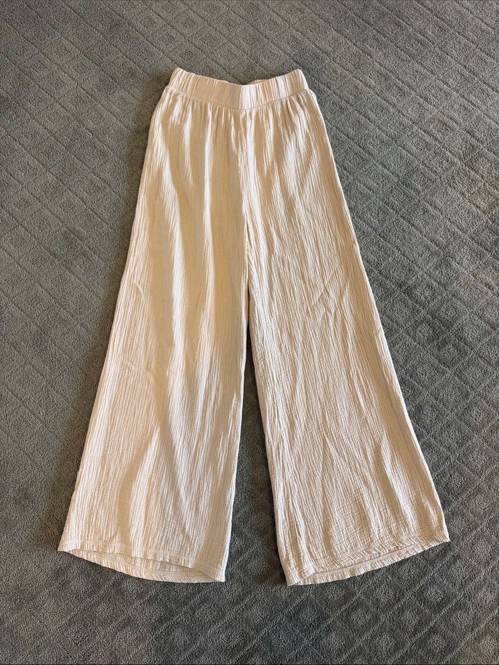 LA Made Cream Wide-Leg Crinkle Pants